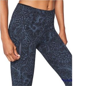 lululemon athletica Floral Patterned Leggings - Black and Gray